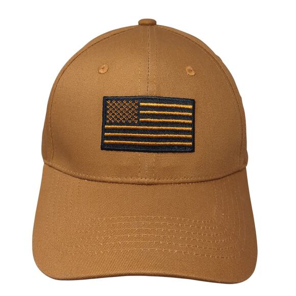 USA Flag Strapback Baseball Cap Brown One Size Adjustable Patriotic Idaho Ford - Picture 1 of 9